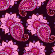 Henna Mehendi Doodles Seamless Pattern on a dark pink background N2