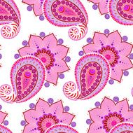 Henna Mehendi Doodles Seamless Pattern on a pink background