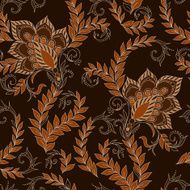 Henna Mehendi Doodles Seamless Pattern on a brown background