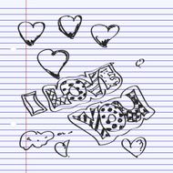 Simple doodle of I Love You