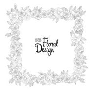 Floral border made with sketchy flowers N2