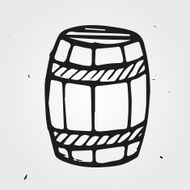 Hand drawn barrel with wine or beer isolated