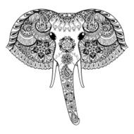 Zentangle stylized Indian Elephant Hand Drawn paisley vector il