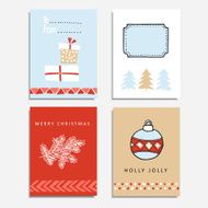 Set of hand drawn christmas greeting journal cards vector