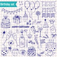 Doodle style set of birthday elements