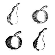 apple and pear hand drawn doodle icons eps10