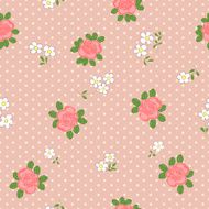 Seamless pattern with cartoon daisies and roses N3