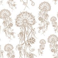 Hand drawn jellyfish Vector illustration Henna Mehendi Doodle N4