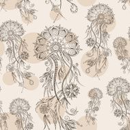 Hand drawn jellyfish Vector illustration Henna Mehendi Doodle N5