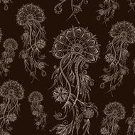 Hand drawn jellyfish Vector illustration Henna Mehendi Doodle N6