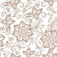 Henna Mehendy Doodles Seamless Pattern on a white background N2