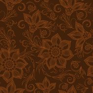 Henna Mehendy Doodles Seamless Pattern on a brown background N2