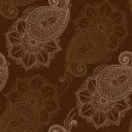 Henna Mehendy Doodles Seamless Pattern on a brown background N3