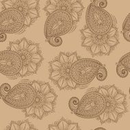 Henna Mehendy Doodles Seamless Pattern on a brown background N4