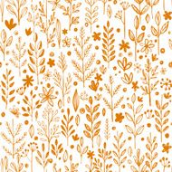 Seamless pattern doodling fall grass design Vector illustration