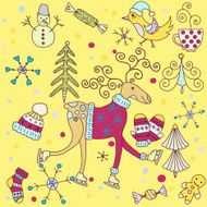 Christmas and Happy New Year vector set