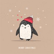 Cute happy penguin - Merry Christmas greetings