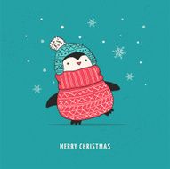 Cute happy penguin - Merry Christmas greetings N2