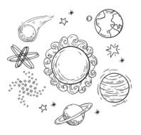 planets Doodle hand drawn vector illustration N2