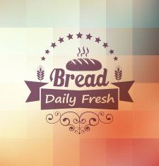 Cupcake food label over blurred geometrical background