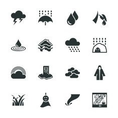 Rains Season Silhouette Icons