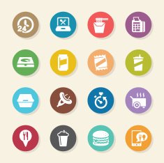 Take Out Food Icons - Color Circle Series