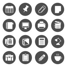 Office Equipment Circle Icons Vector N2