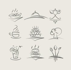 food and utensils set of vector icons