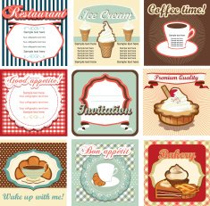 Set of vintage labels for restaurant
