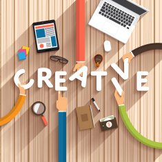 top view show hand build text creative