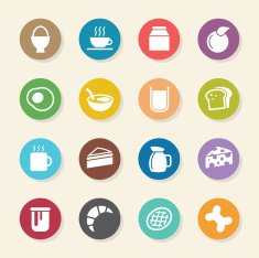 Breakfast Icons - Color Circle Series