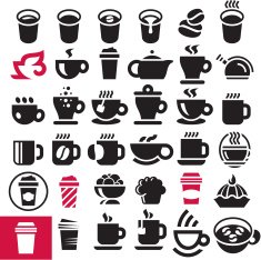 Coffee cup icons set N3