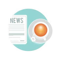 Coffee on a table with newspaper