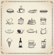Food vintage icon set