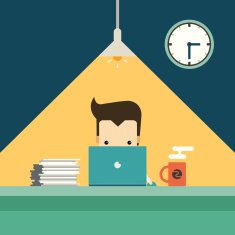 businessman working overtime late night in office N3
