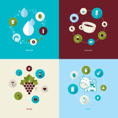 Set of flat design concept icons for drinks