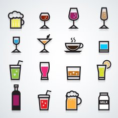 Drink icons set color