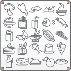 Continuous Line Icons Foods I (Vector)