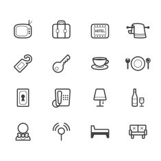 hotel element vector black icon set on white background