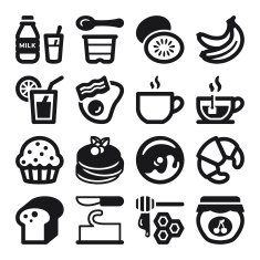 Beakfast flat icons Black