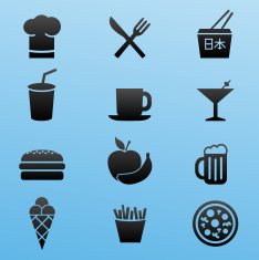 Blackstyle Icon Set Food