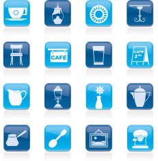 Caf&eacute; and coffeehouse icons