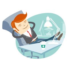 Office man sitting with feet on his working desk
