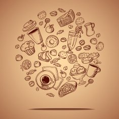 Hand drawing coffee circle