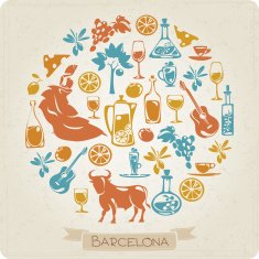 Round pattern with Barcelonan themed elements