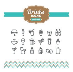 Set of hand drawn drinks icons