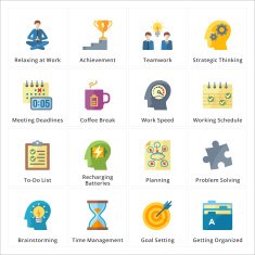 Flat Productivity at Work Icons N2
