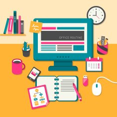 flat design concept of routine office N4