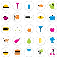 Colorful Icon Set Foods & Drinks
