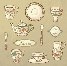 Retro set of dishware